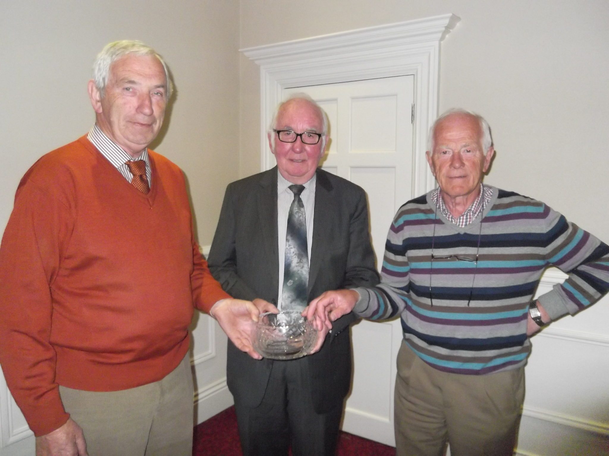 Mike Nash with Oliver Mann makes a retirement presentation to Gerry Bennis, Servicing Officer for Limerick Post Primary GAA, as thanks from Desmond College Newcastle West Co. Limerick