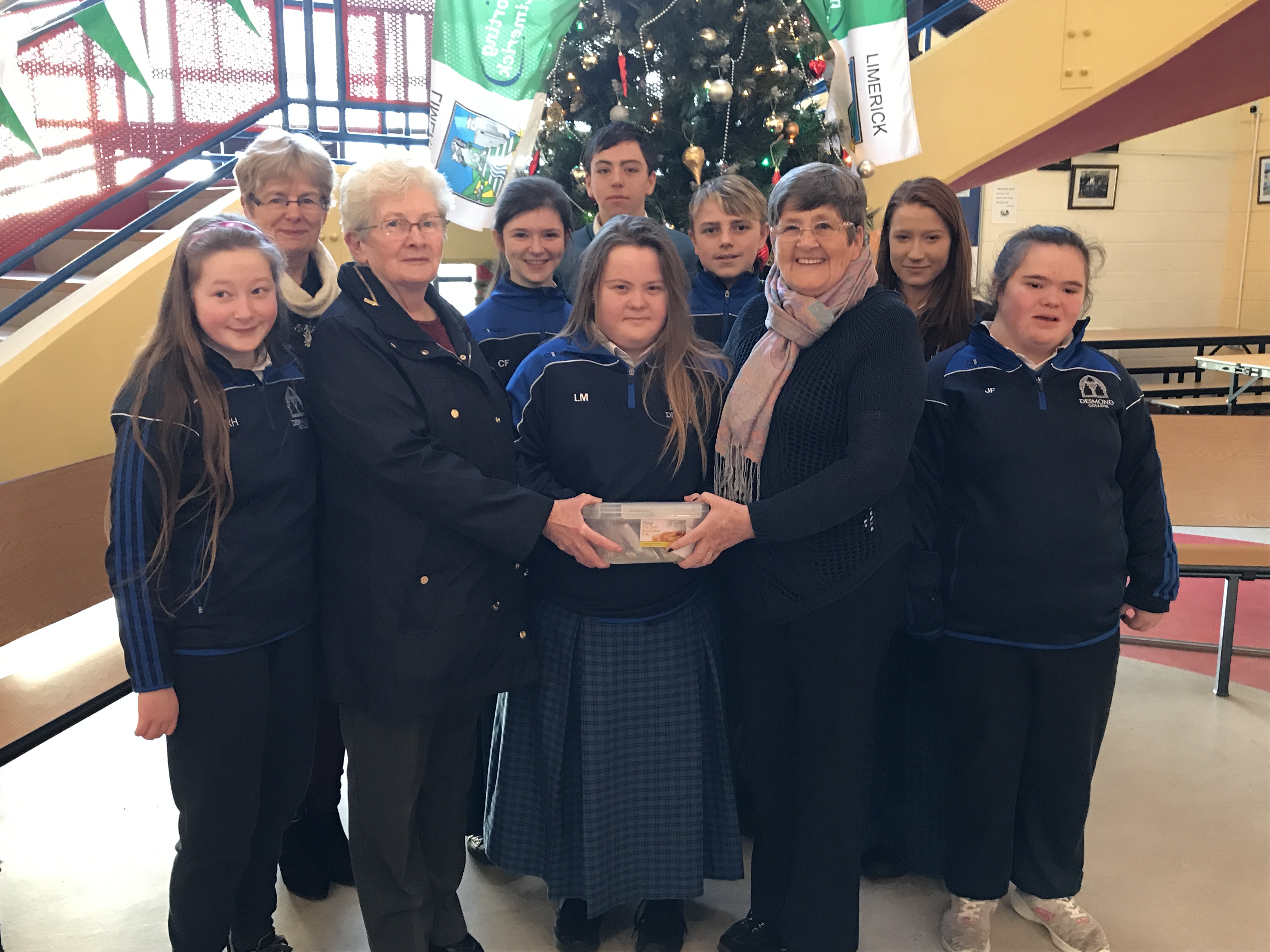 Dec 2018: Ms.Hannon with a number of students who organized a non uniform day to raise money for students going to Lourdes